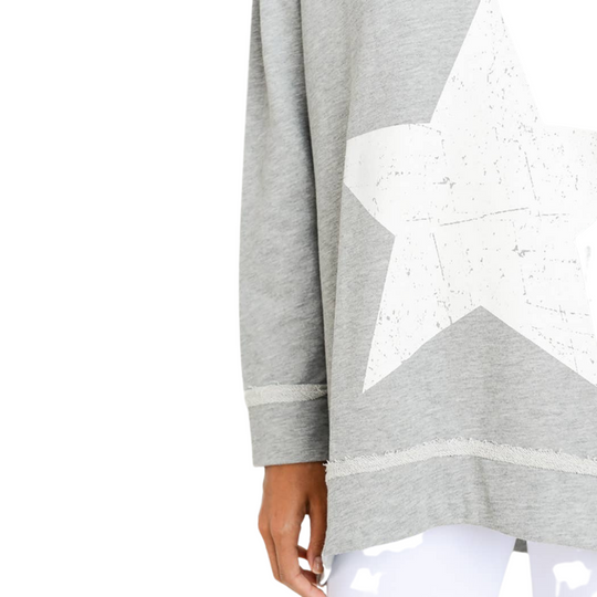 Antiqued Star Longline V-Neck Sweatshirt - Grey
This pullover was crafted using a 100% cotton terry fabric. It features a rounded neckline, long sleeves, and a single star graphic on the front with an antiqued finish. Fabric: 100% cotton terry Machine wash cold with like colors and tumble dry low Country of Origin: CN
Antiqued Star Longline V-Neck Sweatshirt - Grey
This pullover is 100% cotton terry fabric. It features a rounded neckline, long sleeves, and a single star graphic on the front with an antiqued