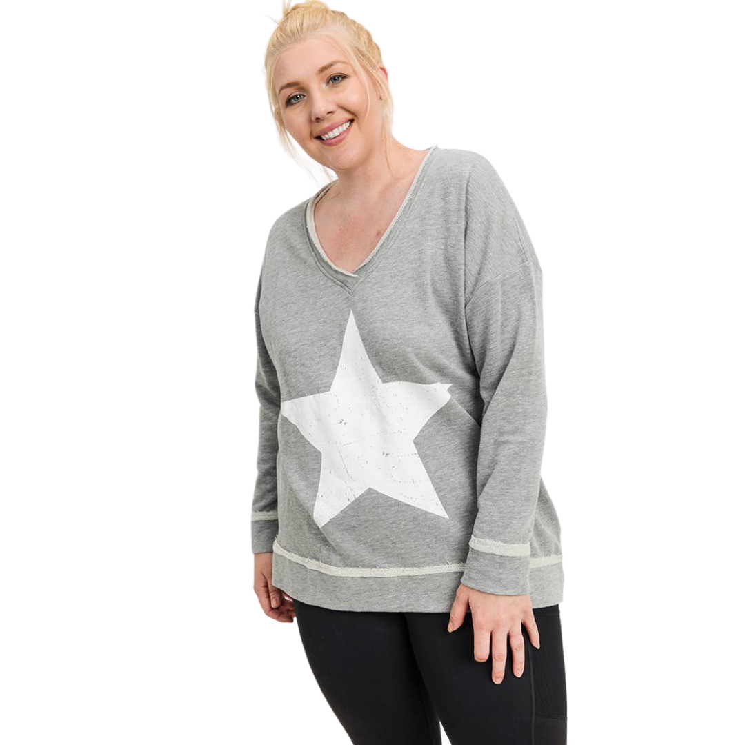 Antiqued Star Longline V-Neck Sweatshirt - CRVY
. This pullover was crafted using a 100% cotton terry fabric. It features a rounded neckline, long sleeves, and a single antique star print graphic on the front with an antiqued finish. Fabric: 100% cotton terry Machine wash cold with like colors and tumble dry low Country of Origin: CN
Antiqued Star Longline V-Neck Sweatshirt - CRVY
This pullover is 100% cotton terry fabric. It features a rounded neckline, long sleeves, and a single star graphic on the front