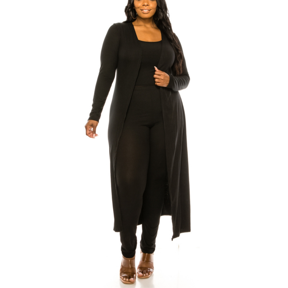 3pc Ribbed Knit Lounge Set - Black
This cozy full length robe is made of soft ribbed knit polyester.spandex and is teamed up with matching tank top and full length leggings. This 3pc set is perfect for lounging at home, entertaining guests or Zooming from your work office. Fabric & Care: 93% polyester, 7% spandex Machine wash cold with like colors, do not bleach Gentle cycle, tumble dry low
3pc Ribbed Knit Lounge Set - Black
This cozy full length robe is made of soft ribbed knit polyester.spandex and is tea
