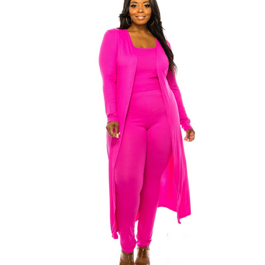 3pc Ribbed Knit Lounge Set - Fuchsia
This cozy full length robe is made of soft ribbed knit polyester.spandex and is teamed up with matching tank top and full length leggings. This 3pc set is perfect for lounging at home, entertaining guests or Zooming from your work office. Fabric & Care: 93% polyester, 7% spandex Machine wash cold with like colors, do not bleach Gentle cycle, tumble dry low
3pc Ribbed Knit Lounge Set - Fuchsia
This cozy full length robe is made of soft ribbed knit polyester.spandex and is