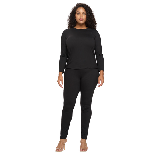 Solid Casual Loungewear Set - Black
What's trending is beauty and comfort. This two piece set has a long sleeve oval neck top accompanied by full length leggings. Great for lounging and entertaining at home. Great holiday gift! Fabric & Care: 95% polyester, 5% spandex Machine wash cold with like colors Gentle cycle, do not bleach Tumble dry low Made in Mexico
Solid Casual Loungewear Set - Black
This two piece set has a long sleeve oval neck top accompanied by full length leggings. Great for lounging and ent