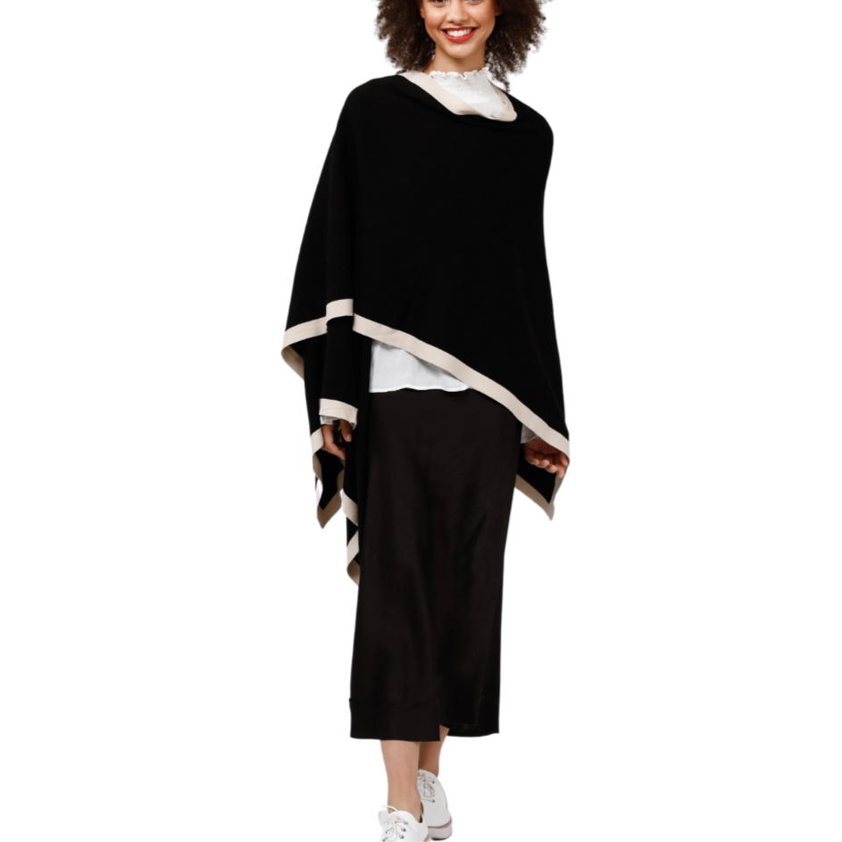 Colorado Cape - Black
A sumptuously soft cape with a striking two-tone palette, the Colorado Cape is the ultimate style for warming up this winter. The perfect piece for throwing on over jeans and boots - you'll achieve effortless style with ease. • Open front• Contrast rib neckline and hem• Fine knit• One size garment 72% Viscose28% Nylon Body Width: OS: 128cmLength: OS: 72cm Care: cold hand wash with like colors do not bleach do not tumble dry, do not ring or twist dry flat do not iron do not dry clean
Co