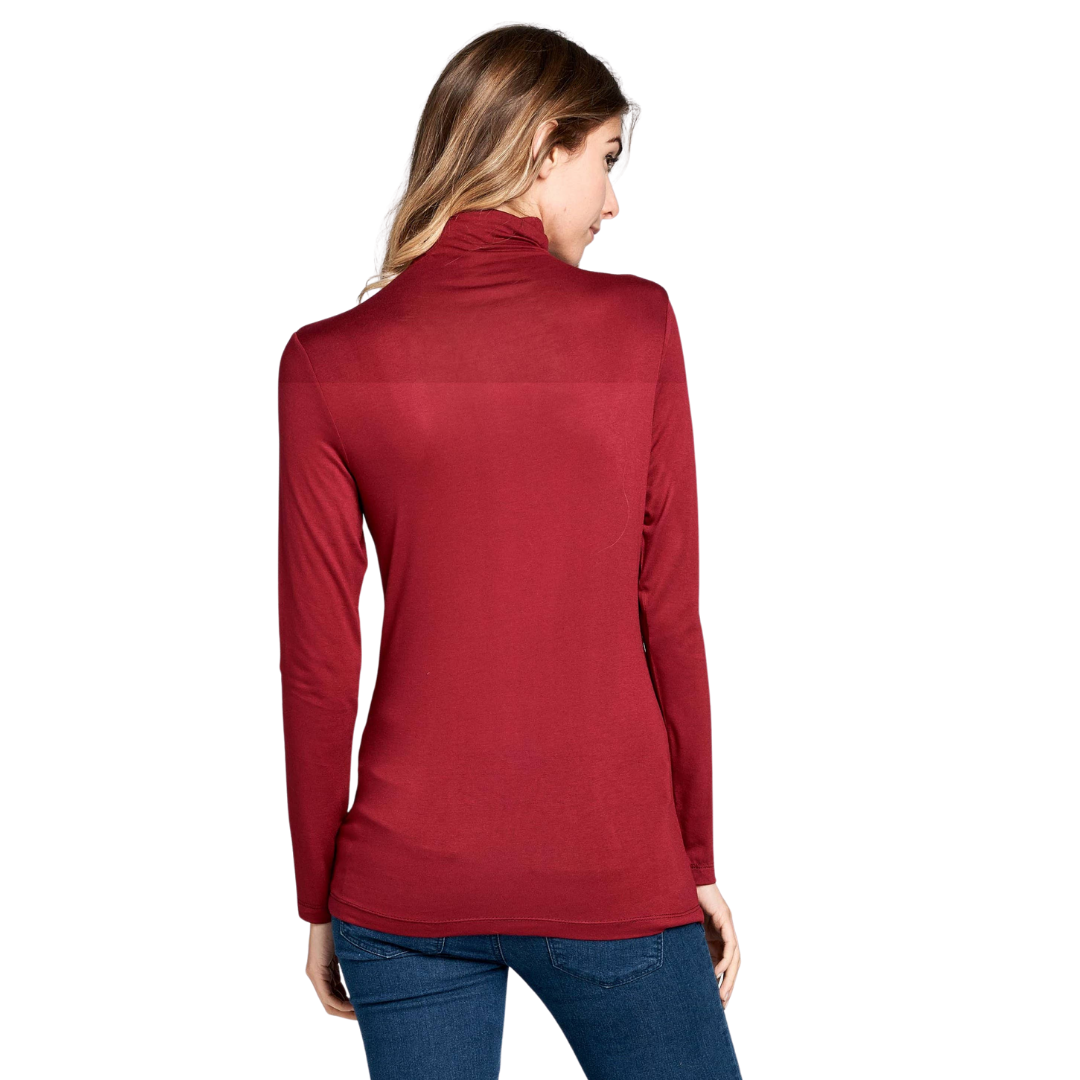 Long Sleeve Turtleneck Sweater - Burgundy
Women's basic long sleeve high turtleneck slim fit tees shirts top. Classic, plain, basic, turtleneck top, long sleeve, turtleneck style, slim fit, pullover, stretchy. NOTE: Color is BURGUNDY, photo color reflects lighter than actual color Fabric & Care: • 96% rayon, 4% spandex • Machine wash
Long Sleeve Turtleneck Sweater - Burgundy
Basic long sleeve high turtleneck slim fit tees shirts top. Classic, plain, basic, turtleneck top, long sleeve, turtleneck style, slim