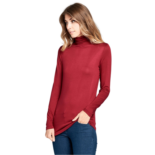 Long Sleeve Turtleneck Sweater - Burgundy
Women's basic long sleeve high turtleneck slim fit tees shirts top. Classic, plain, basic, turtleneck top, long sleeve, turtleneck style, slim fit, pullover, stretchy. NOTE: Color is BURGUNDY, photo color reflects lighter than actual color Fabric & Care: • 96% rayon, 4% spandex • Machine wash
Long Sleeve Turtleneck Sweater - Burgundy
Basic long sleeve high turtleneck slim fit tees shirts top. Classic, plain, basic, turtleneck top, long sleeve, turtleneck style, slim