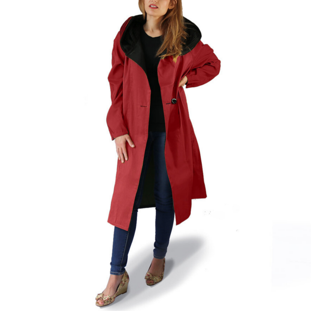 Tea Length Donatella Rain Coat - Red
A reversible, water-resistant and lightweight rain jacket falls to the knee in an A-line silhouette. Features include extra long raglan sleeves, deep pockets, and a unique accordion pleat hood which doubles as an elegant shawl collar. Fabric & Care Made in the U.S.A. 55% Nylon, 45% Polyester
Tea Length Donatella Rain Coat - Red
Reversible, water-resistant and lightweight rain jacket falls to the knee in an A-line silhouette. Long raglan sleeves, deep pockets, and accordi