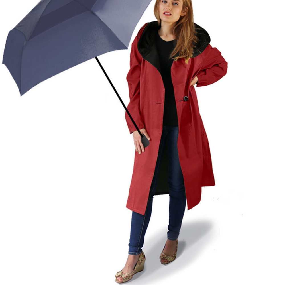 Tea Length Donatella Rain Coat - Red
A reversible, water-resistant and lightweight rain jacket falls to the knee in an A-line silhouette. Features include extra long raglan sleeves, deep pockets, and a unique accordion pleat hood which doubles as an elegant shawl collar. Fabric & Care Made in the U.S.A. 55% Nylon, 45% Polyester
Tea Length Donatella Rain Coat - Red
Reversible, water-resistant and lightweight rain jacket falls to the knee in an A-line silhouette. Long raglan sleeves, deep pockets, and accordi