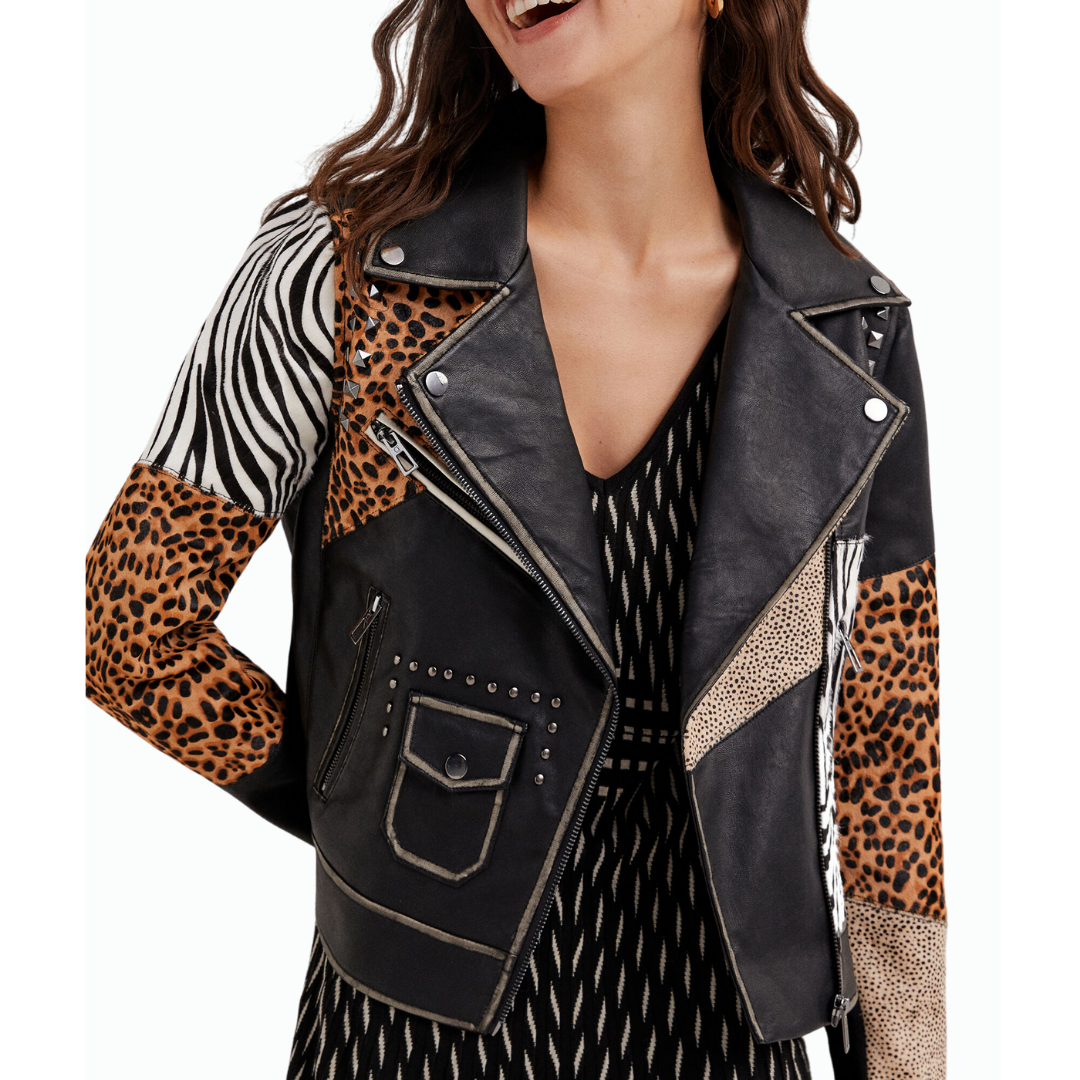 Animal Print Slim Biker Jacket – Le' Diva Boutique Store