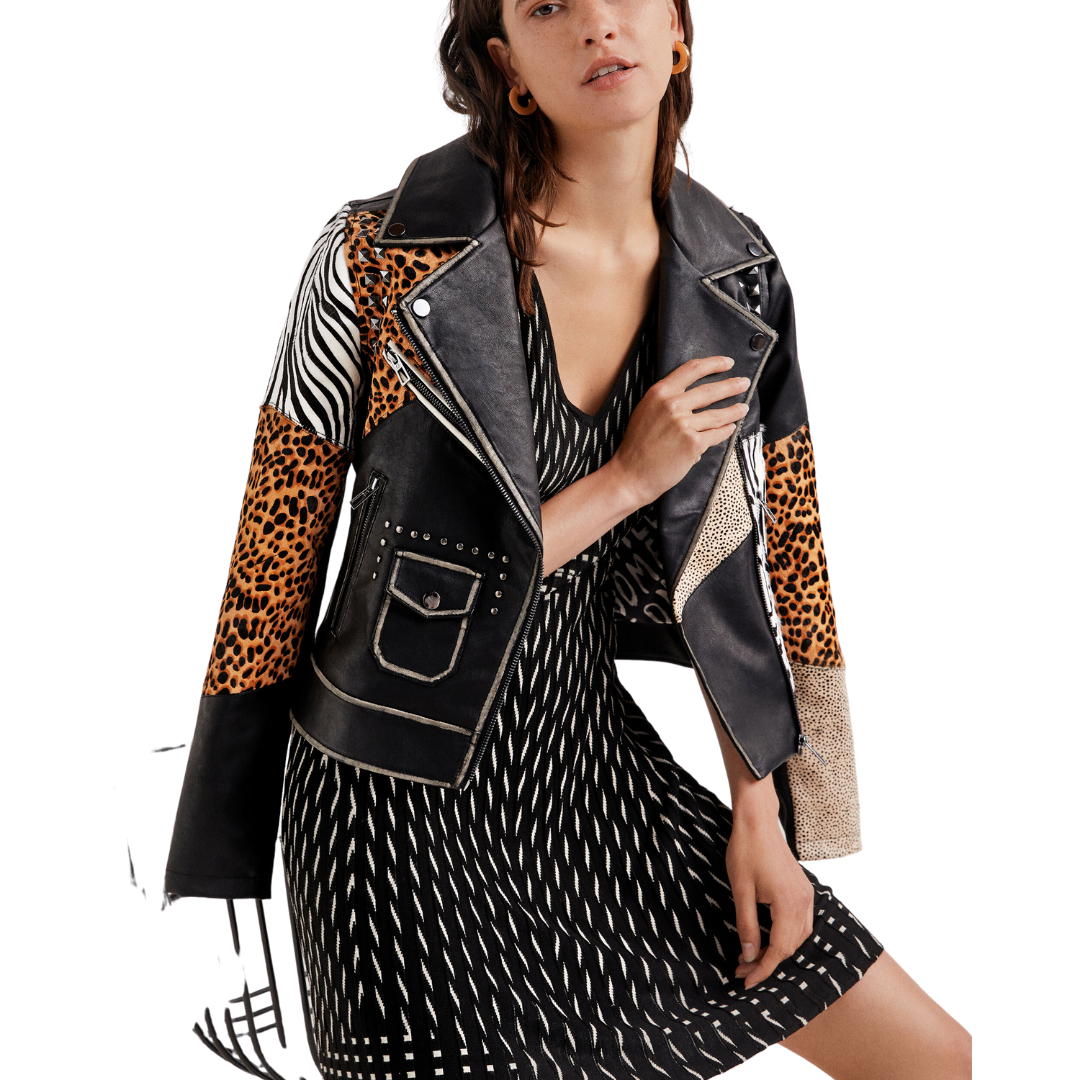 Animal print 2025 leather jacket