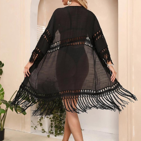 Lace Crochet Open Kimono - Black
Lace Crochet Open front kimono is great to throw on and head out to the pool or to breakfast. Model is wearing a size SHeight:5' 8", Bust:35 in, Waist:24 in, Hips:36 in Details: Regular wash Fabric: 100%polyester Made in China
Lace Crochet Open Kimono - Black
Chill out on a hot summer day with our White Boho V-Neck Cover Up. This cover up features soft and stretchy crochet design and neck drawstring with tassels. 
613-1blk

$39.99
$39.99
$39.99
black cover up, cover-up, lior