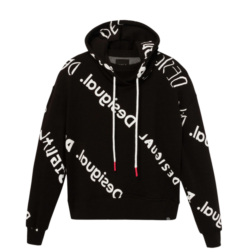 Plush Sweatshirt - Desigual logo
Plush Sweatshirt - Desigual logo Logomania applied in a minimalist way. This is a firm bet on this plush sweatshirt with the Desigual logo in different typographies in which what stands out are the maxi-drawstrings for adjustment of the hood with the rubberized tips in pink colour. Hood Print with the Desigual logo in different typographies Maxi-drawstrings for adjustment of hood in white with pink rubberized tips Elastic on cuffs and waist Regular fit Long sleeve Outer fabr