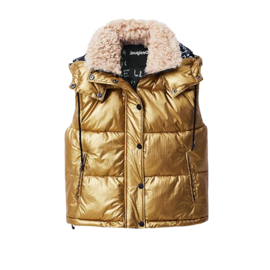 Padded Quilted Fleece Drawstring Vest