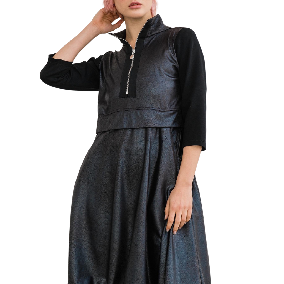 Vanda Faux Leather Front Zip Dress Large (12 - 14) Vanda Faux Leather Front Zip Dress Large (12 - 14)