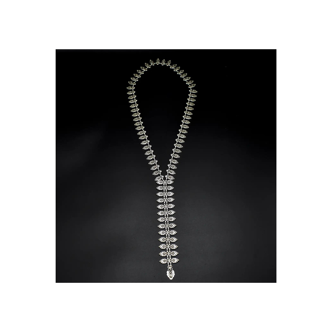 V Neck Necklace - Antique Silver
