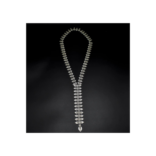 V Neck Necklace - Antique Silver