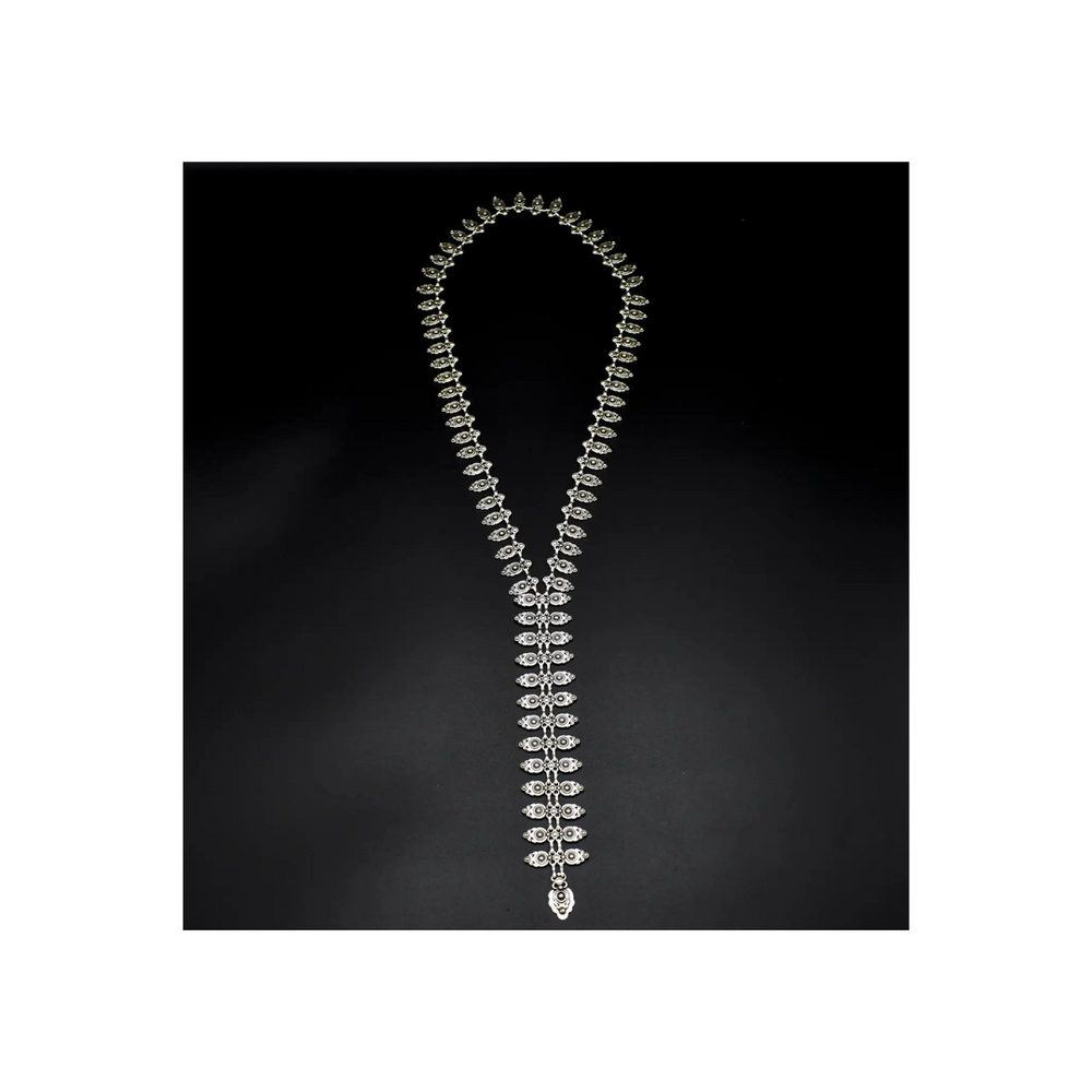 V Neck Necklace - Antique Silver
