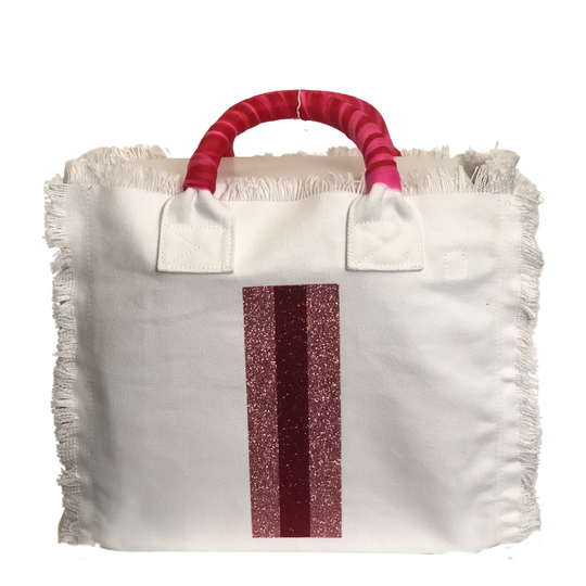 Fringe Stripe White Tote - Plain
Fringe Bag Perfect everyday bag! - "White with Metallic Stripe. Canvas Tote with tulle covered handles and convenient inside zippered pocket measuring 9" X 5" Dimensions: 12"X14"X5" Made in New York
Fringe Stripe White Tote - Plain
"White Metallic Stripe with silver, Canvas Tote with tulle covered handles and convenient inside zippered pocket measuring 9" X 5" Dim.


$177
$177
$177
canvas bag, canvas handbag, canvas handbag with bandanna, canvas handbag with bandanna handles