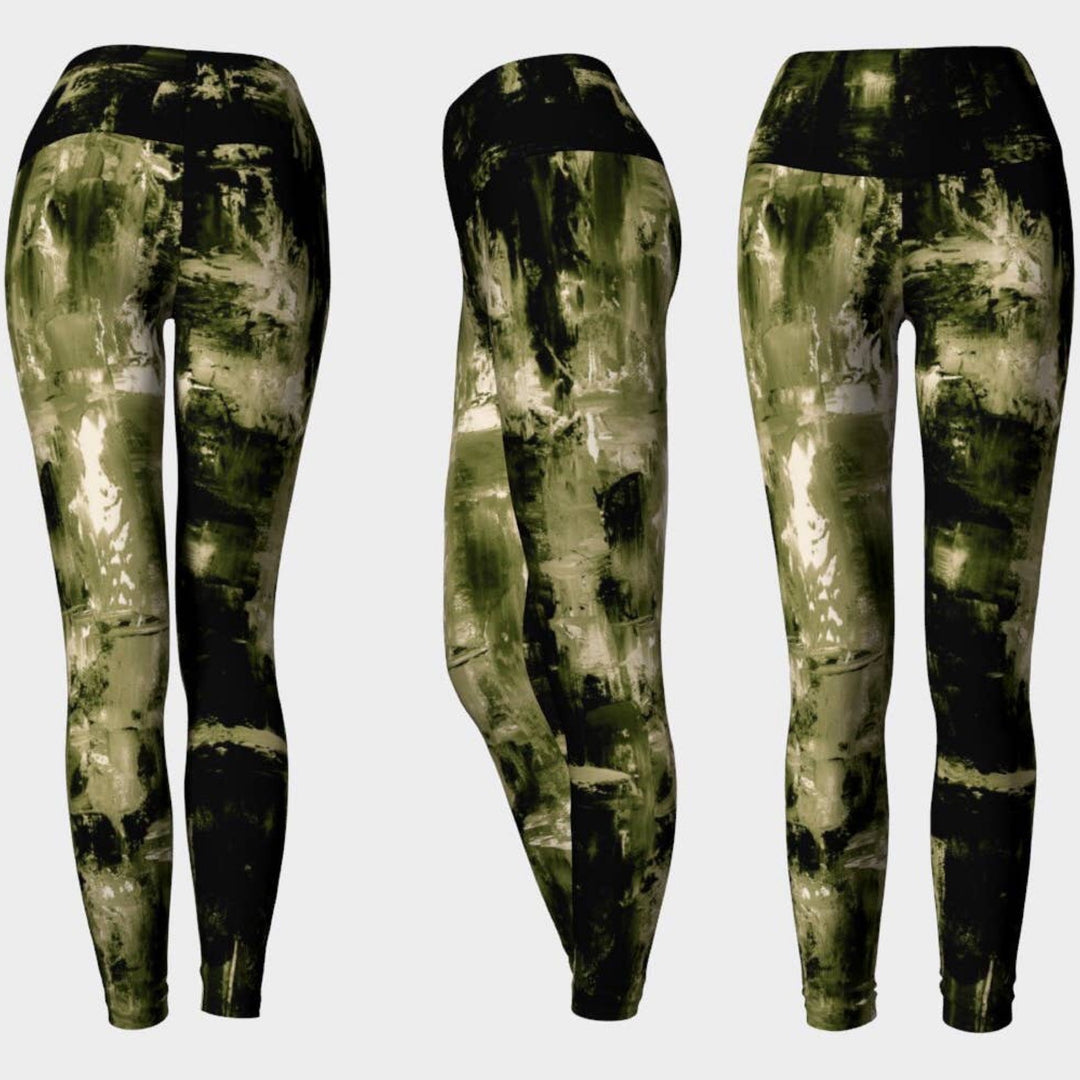 Khaki and Black Print Leggings
4 way stretch Khaki and Black Print Leggings Monotone but definitely not boring. This 4 way stretch textural khaki and black design will give you plenty of energy. You will LOVE how our fabrics tone, tighten and uplift. Feathers: 4 way stretch khaki and black leggings 82% polyester/18% spandex Fabric weight: 6.61 oz/yd² (224 g/m²) 38-40 UPF Material has a four-way stretch, so fabric stretches and recovers on the cross and lengthwise grains Made with a smooth and comfortable mi