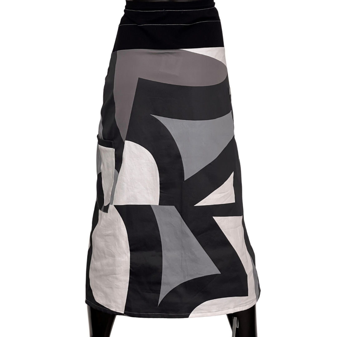 Abstract Print Ponte Cotton Skirt
A dynamic print digitally rendered from the designer's original artwork energizes this cotton poplin skirt with a little bit of nylon spandex for added comfort. It is a fresh and free-spirited update to a wardrobe staple. Classic a-line skirt in a shaped silhouette for a flattering look. Details Classic fit (not too fit, not too loose) A-line fit, semi flare Lowe side patch pocket Left side zipper, with flat waistband Artist-made in the U.S.A. Fabric & Care 100% cotton popl