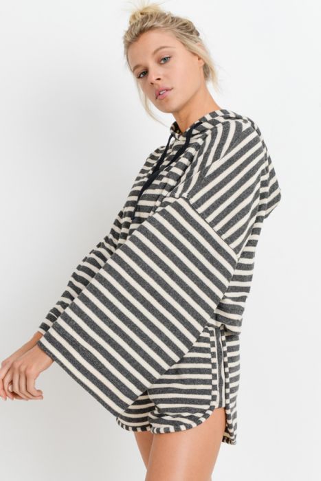 Striped Hoodie Bell Sleeve Top
This versatile chic top is perfect for low-key excursions or lounging indoors. It features an all-over striped print (taupe and black), a hoodie with drawstring closure, and wide extra long sleeves. 80% cotton, 20% polyester.
Striped Hoodie Bell Sleeve Top
Top features an all-over striped print (taupe and black), a hoodie with drawstring closure, and wide extra long sleeves. 
KT11147

$34.99
$34.99
$34.99
activewear tops, clearance, dolman sleeve, hoodie, potluck, pullover, sp