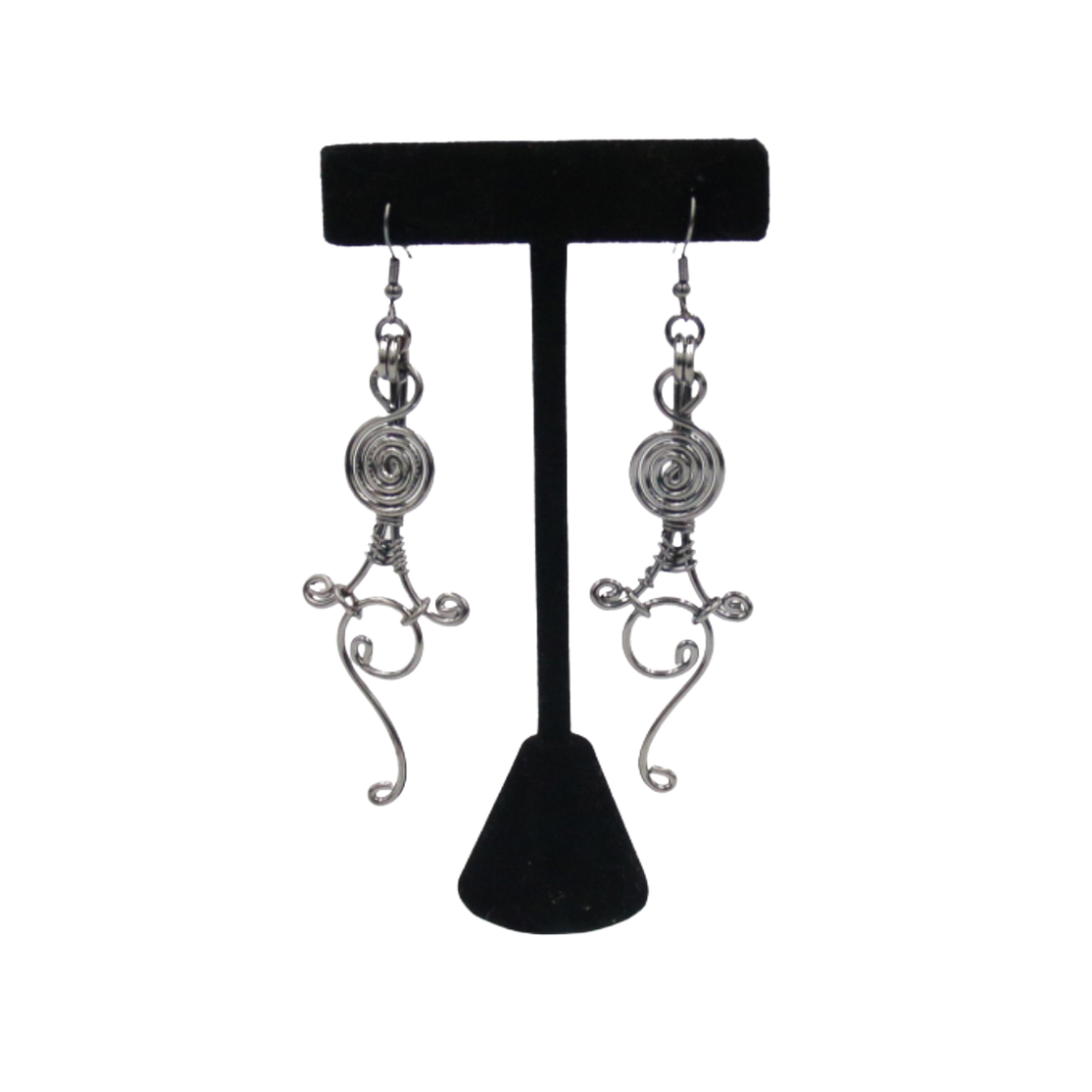 Handcrafted Artistic Wire Earrings by Chanour.  Nickel free and hypoallergenic.  Color: Gunmetal